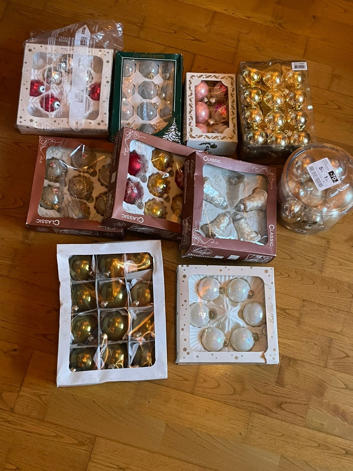 Kerstballen allerlei en 2 lichtkettingen, Ophalen, Gebruikt
