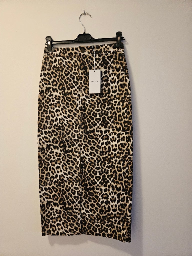 VILA lange rok met luipaardprint en split aan de voorkant, Kleding | Dames, Meerkleurig, Nieuw, Ophalen of Verzenden, Maat 34 (XS) of kleiner