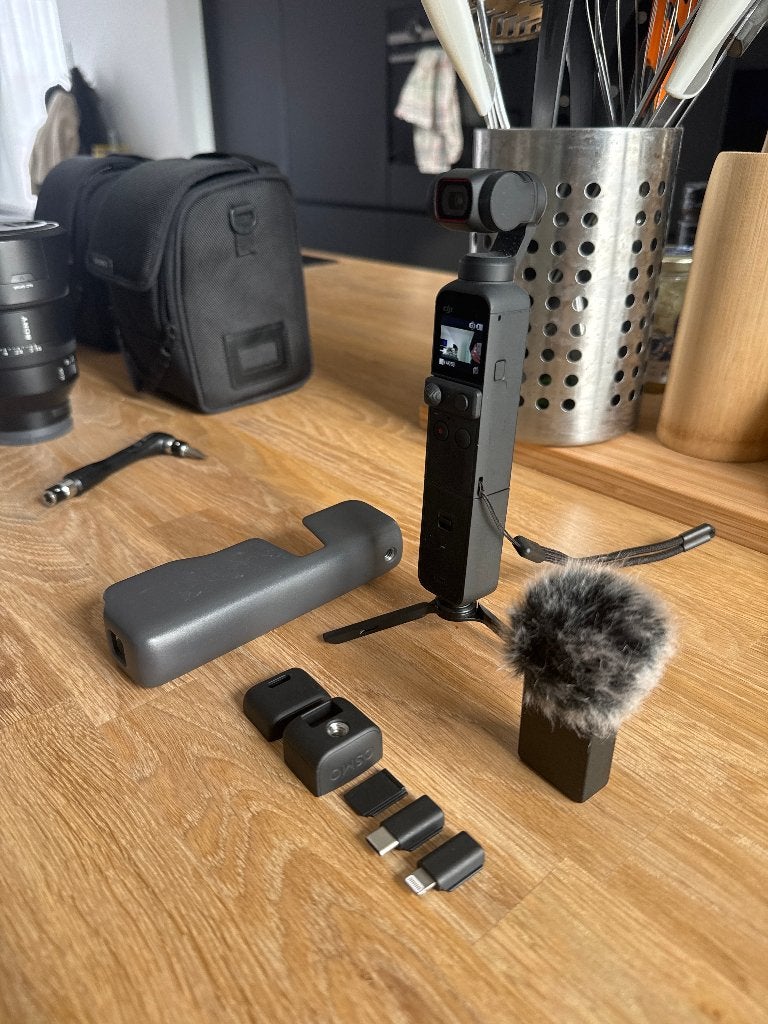 DJI Pocket 2 met windkap, statief, hoesje en adapters, Audio, Tv en Foto, Geheugenkaart, Camera, Ophalen, Overige merken