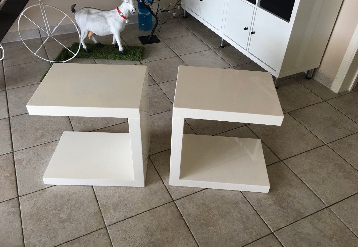 2 bijzettafels hoogglans, Ophalen, Gebruikt