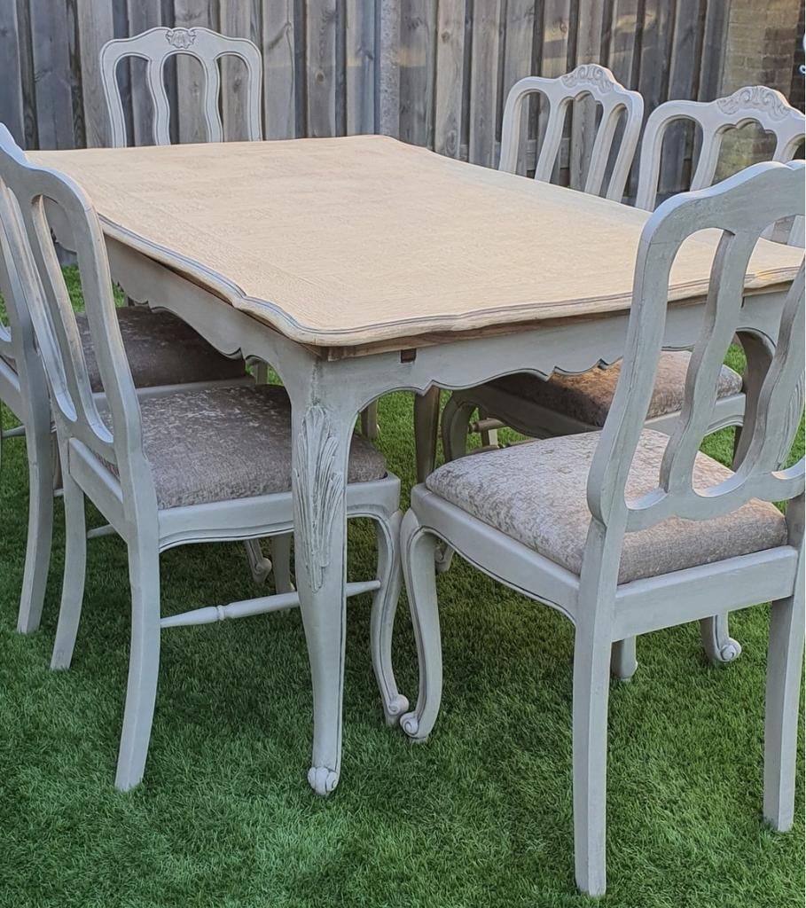 Prachtige gerestylde Queen ann eettafel met 6 stoelen, Antiek en Kunst, Ophalen