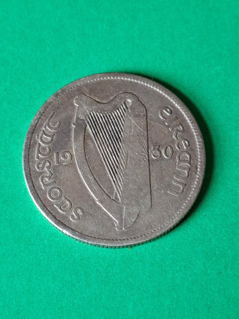 1930 Ierland florin in zilver met vis, schaars, Verzenden, Overige landen, Losse munt, Zilver