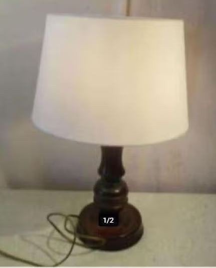 Belle grande lampe de table rétro en bois avec abat-jour, 52, Collections, Enlèvement ou Envoi, Maison et Meubles