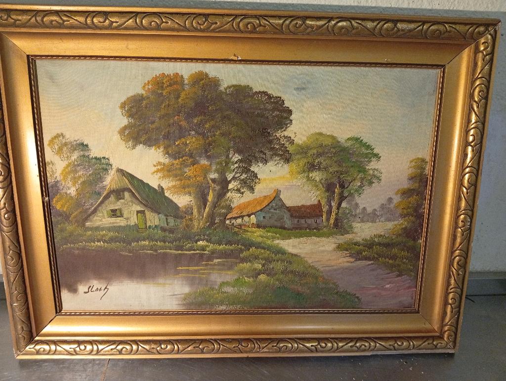 Tableau Paysage Bucolique Huile sur Toile Ancien, Antiquités & Art, Enlèvement