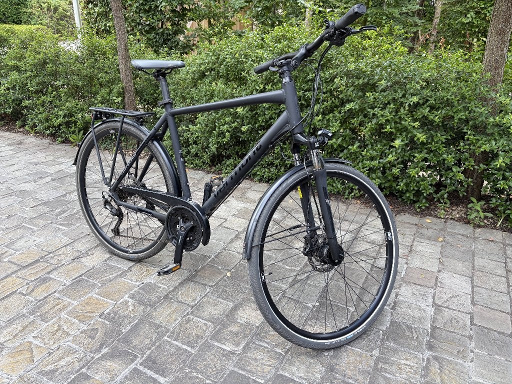 Stadsfiets heren zwart., Gebruikt, Versnellingen, Schijfrem, Ophalen