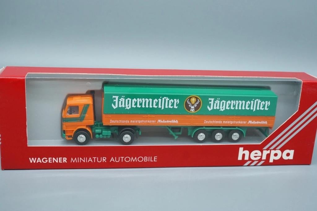 1:87 Herpa 822008 Scania R142 Jägermeister truck & trailer, Ophalen of Verzenden, Zo goed als nieuw, Bus of Vrachtwagen, Herpa