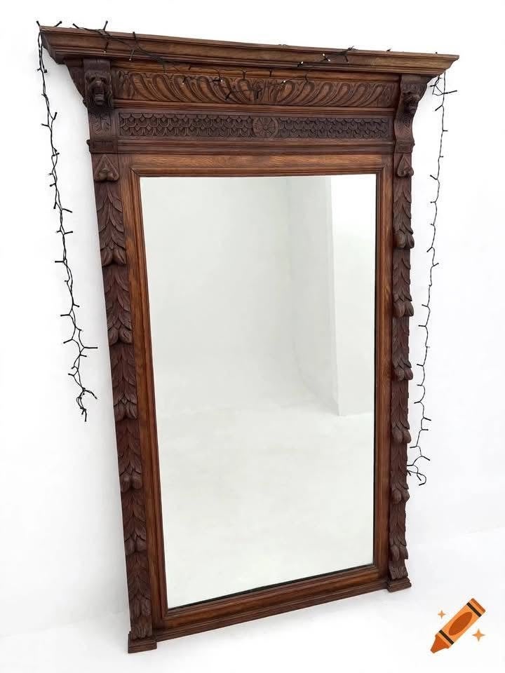 Miroir tête de lion en bois massif (112  171 cm), Enlèvement