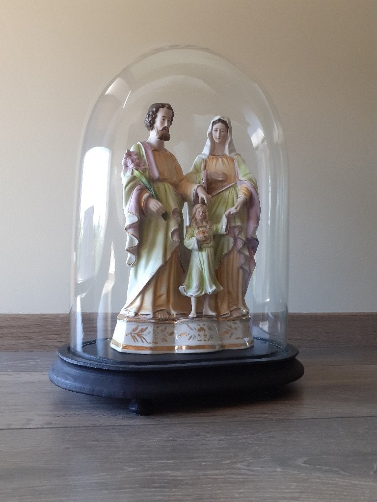 Heilige Familie beeld onder glazen stolp, Ophalen of Verzenden