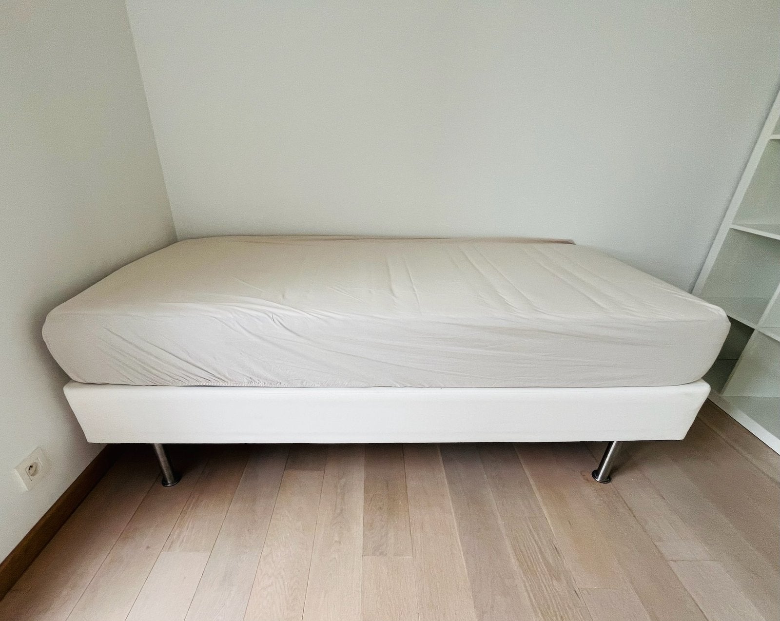 1-persoons Boxspring Ikea met sultan matras, 90 cm, Beige, Enlèvement, 200 cm