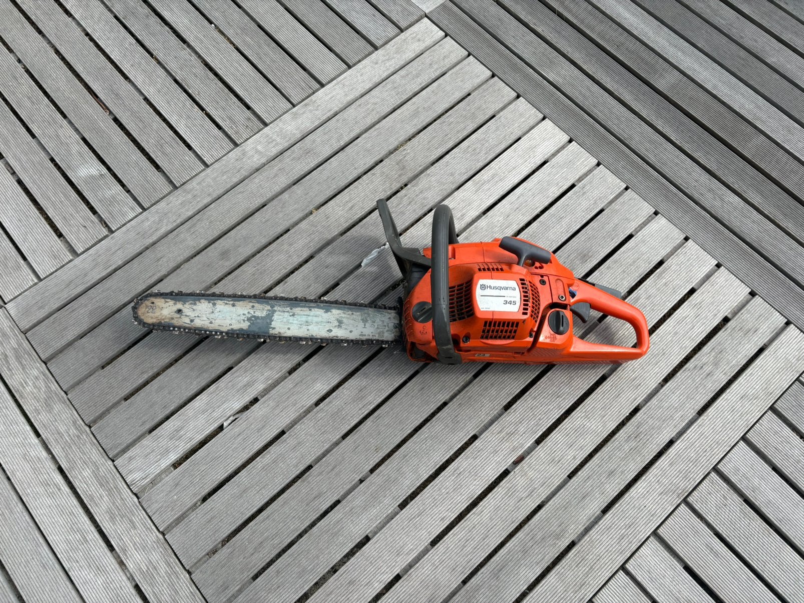 Husqvarna 345 kettingzaag, Ophalen, Gebruikt, Kettingzaag