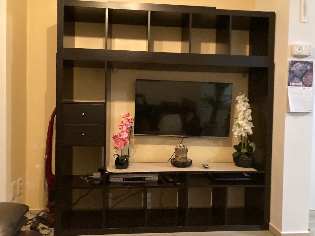 Donker bruine woonwand & TV meubel, 25 à 50 cm, 150 à 200 cm, Enlèvement, Utilisé