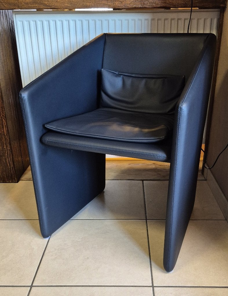 toffe designstoel / zetel, Huis en Inrichting, Fauteuils, Ophalen, Minder dan 75 cm, Leer, Zo goed als nieuw