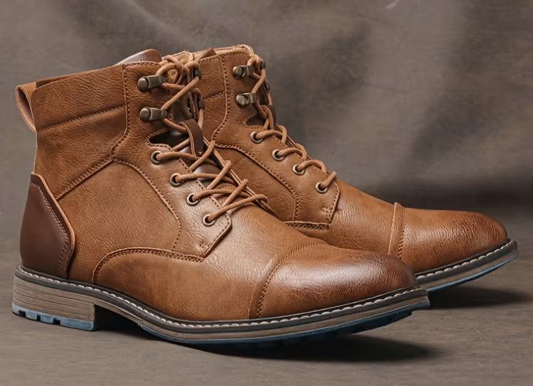 Heren derby laarzen in vintage stijl met tweekleurig design, Enlèvement, Neuf