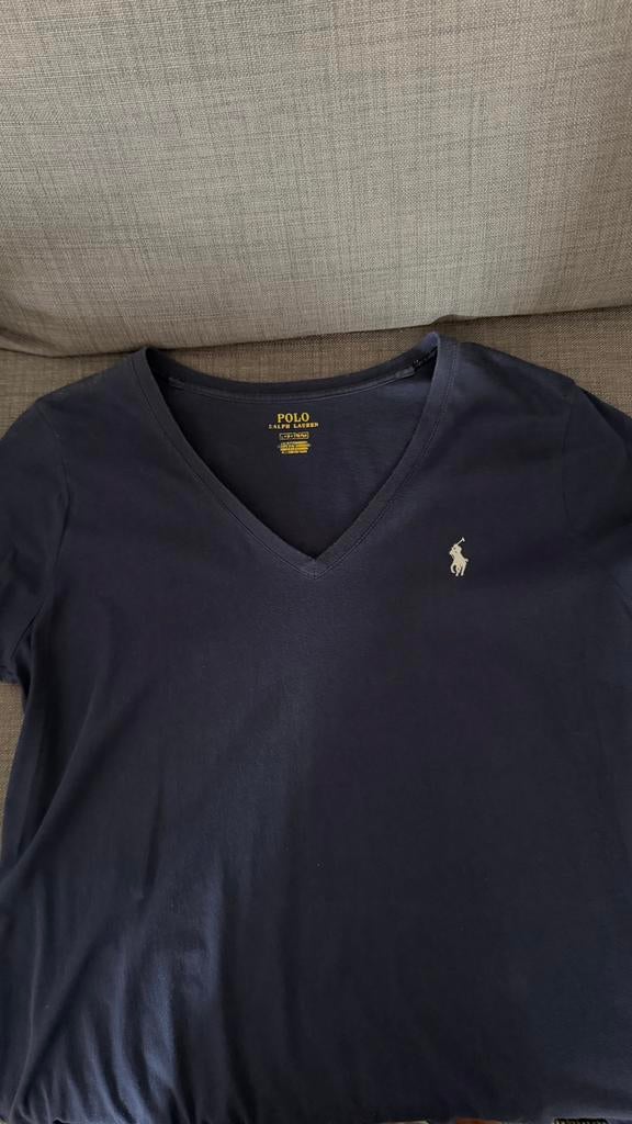 Polo Ralph Lauren donker blauwe t-shirt V-kraag, Ophalen, Zo goed als nieuw, Maat 48/50 (M), Wit