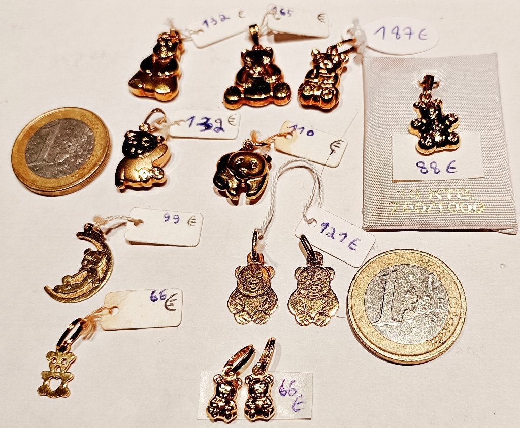 Pendentifs en forme d'ours(on) / nounours NEUFS, en or 18K, Bijoux, Sacs & Beauté, Neuf, Enlèvement ou Envoi, Or, Or