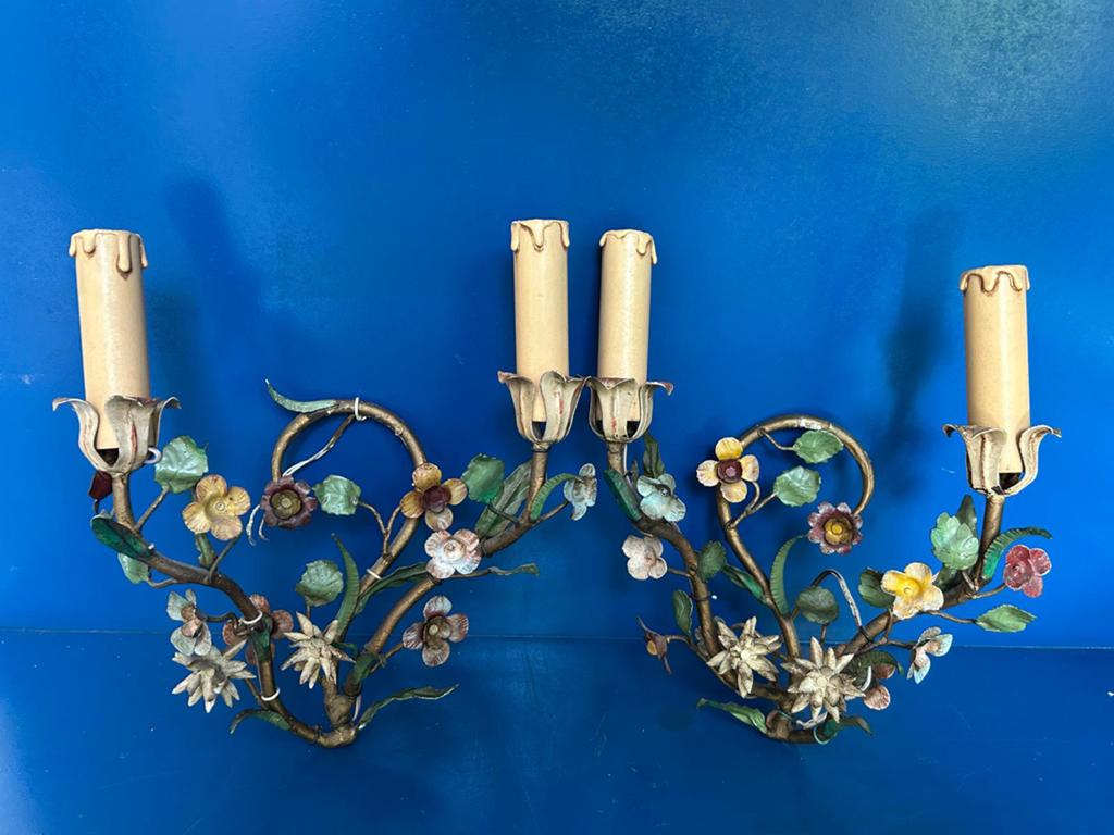 Sierlijke wandlampen / kandelaars in bloemmotief – set van 2, Ophalen