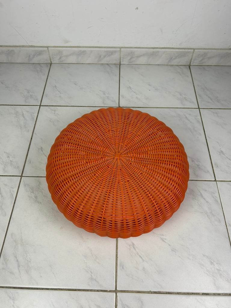 Vintage IKEA poef gewoven kunststof, Huis en Inrichting, Zetels | Voetbanken en poefs, Gebruikt, Rond, Minder dan 50 cm, Ophalen of Verzenden