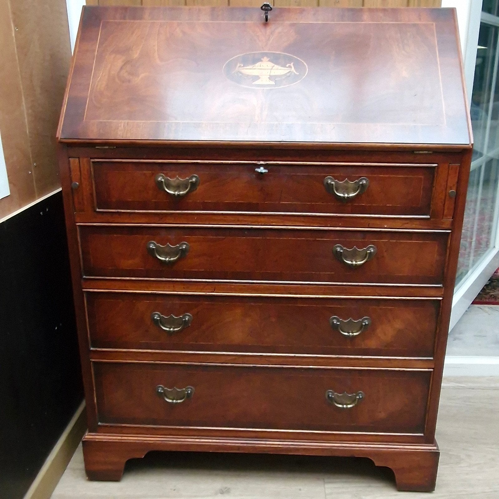 Belle secretaire anglaise ancienne en bois d'acajou, Maison & Meubles, Enlèvement, Utilisé