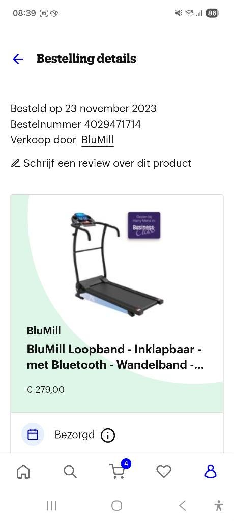 Loopband BluMill, Sport en Fitness, Ophalen, Kunststof, Gebruikt, Loopband