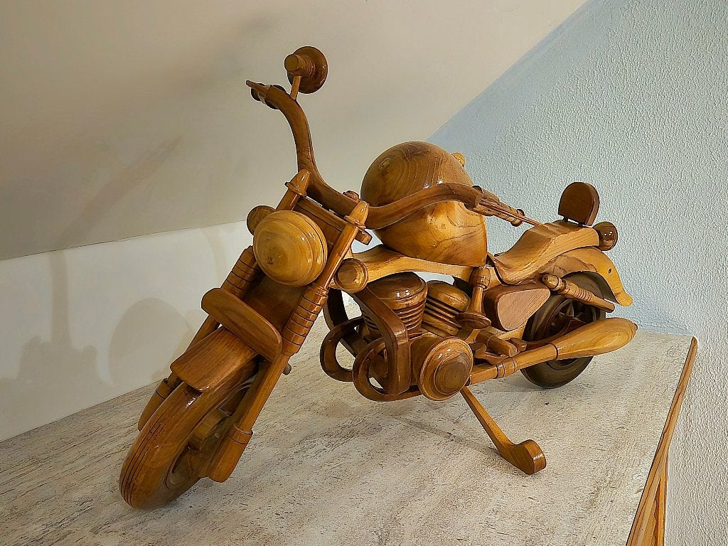 Wooden Harley-Davidson-motorfiets 70X40 cm, Ophalen, Zo goed als nieuw, Hout