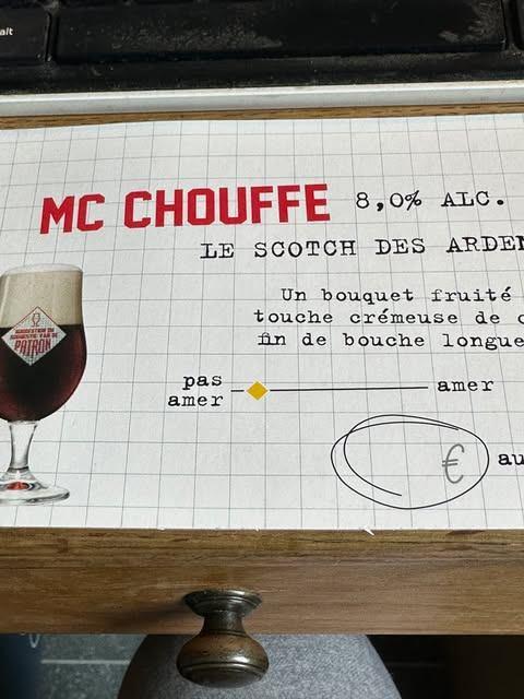 Mc Chouffe  bordje karton scotch des van ardennes Ardennen, Ophalen of Verzenden, Nieuw, Reclamebord, Plaat of Schild, Overige merken