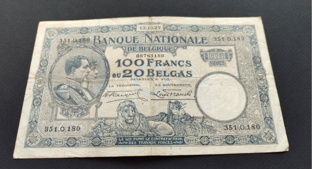 100 Francs / 20 Belgas reeks blauw, Ophalen of Verzenden, Los biljet