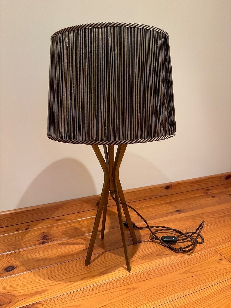 Tafellamp met mooie zijden kap, Lampe d'ambiance, Doré, 74 cm, Comme neuf