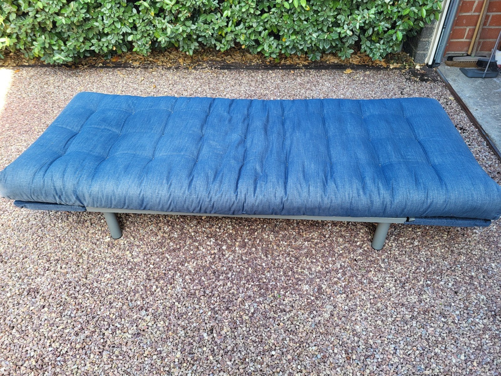 Kwalitatief Innovation Living zetelbed blauw/denim 200x78cm, Ophalen, Overige materialen, Eenpersoons, Blauw