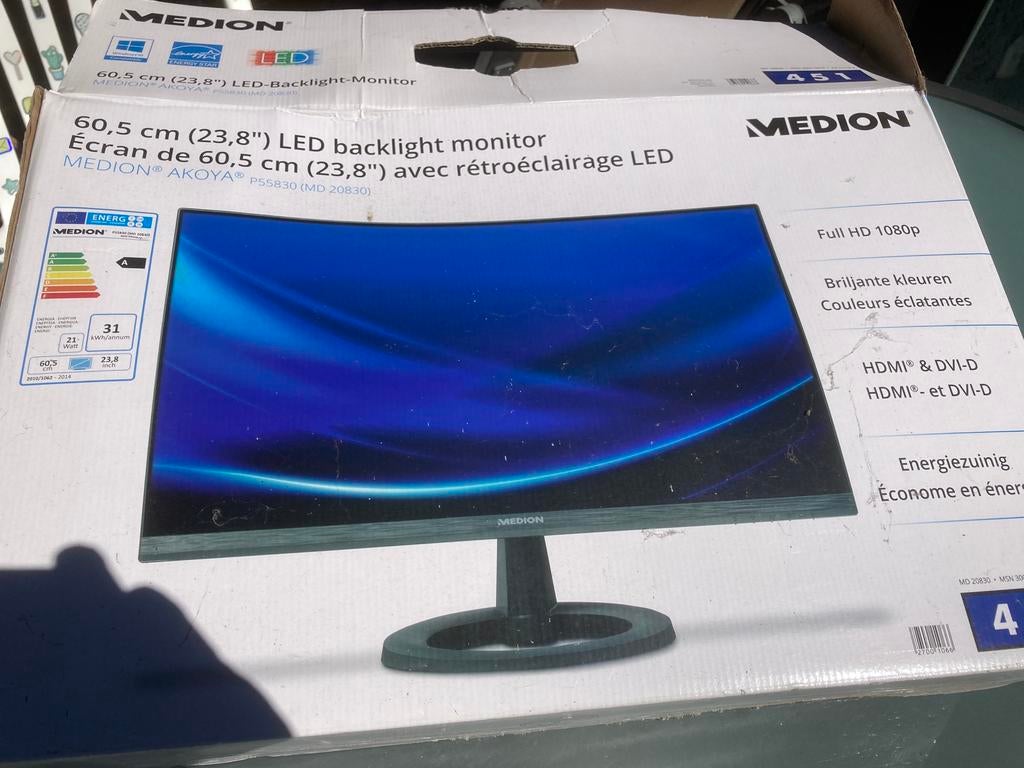 Medion Akoya breedbeeldmonitor 60,5 cm met LED backlight, Computers en Software, Monitoren, Ingebouwde speakers, 23.8'', LED, Ophalen