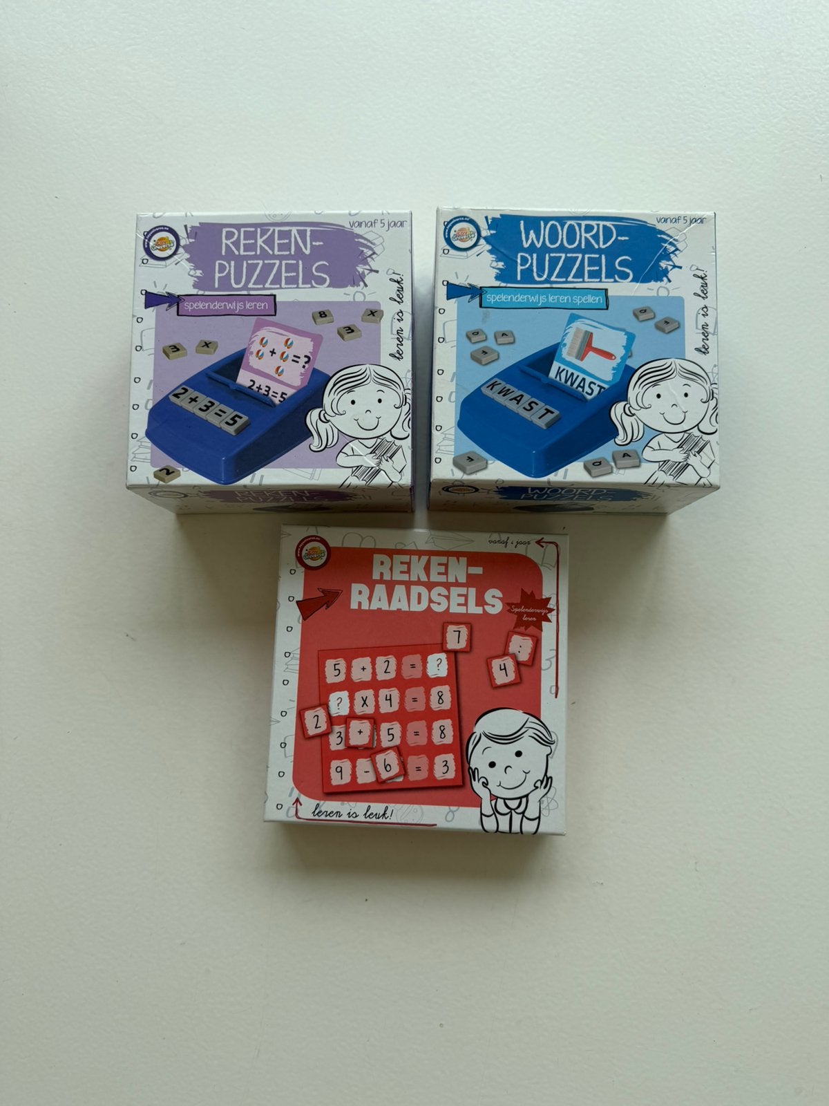 3 educatieve spellen 5+ – rekenen & woordjes leren, Ophalen, Zo goed als nieuw, Rekenen