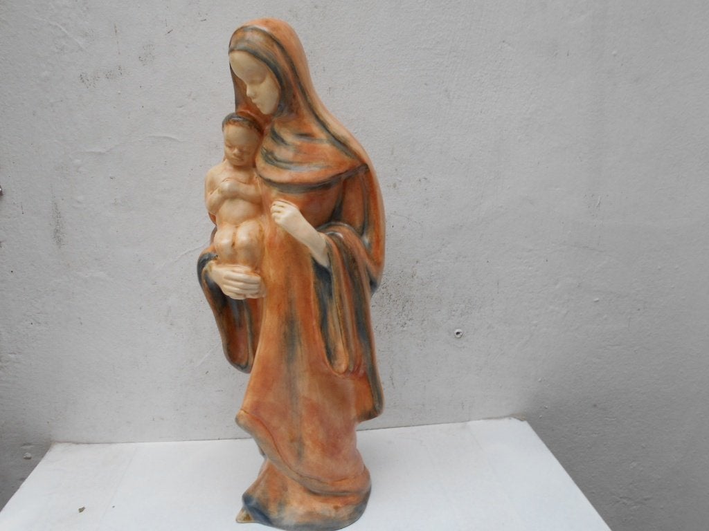 beeld MADONNA met KIND-COCERAM-QUAREGNON-ART-DECO, Antiek en Kunst, Kunst | Beelden en Houtsnijwerken, Ophalen of Verzenden, Beeld