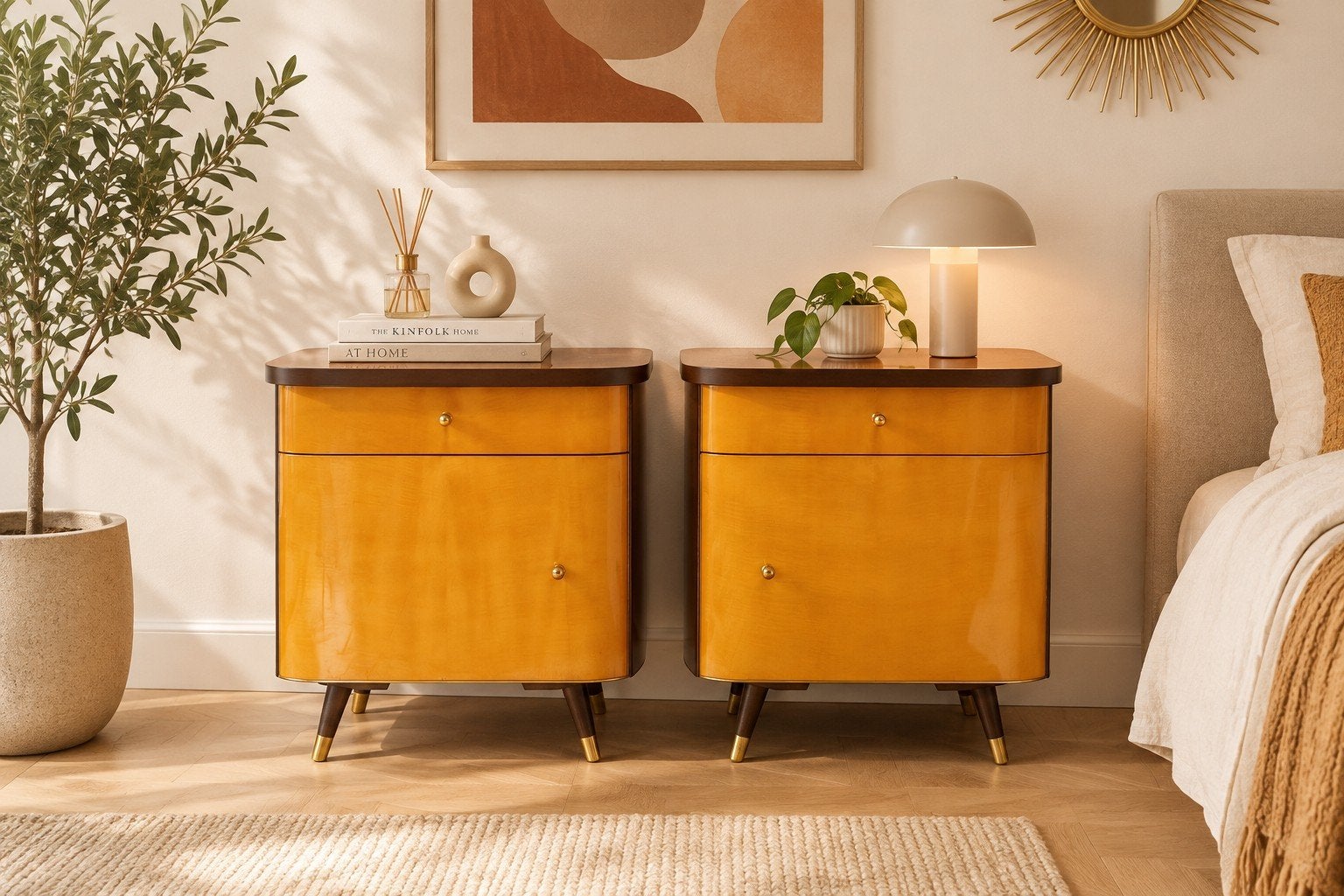 Vintage nachtkastjes/vintage nachtkastjes voor twee, Huis en Inrichting, Ophalen