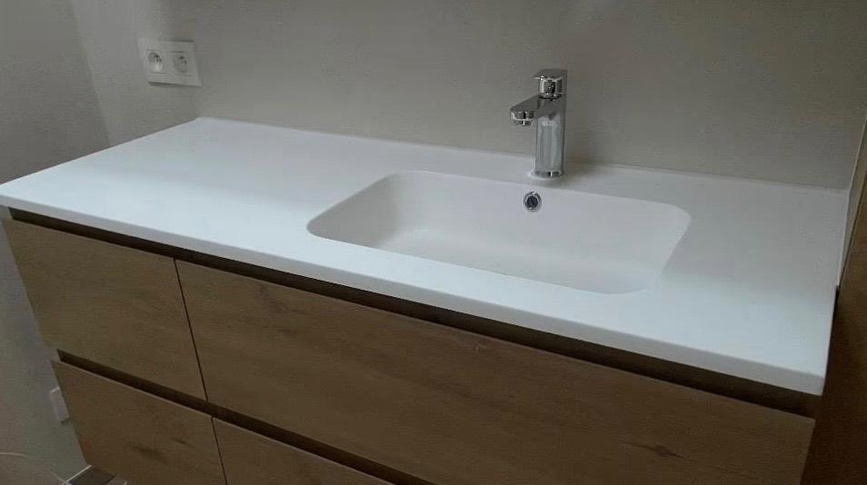 Lavabo wit composiet, Neuf, 25 à 50 cm, Lavabo ou Évier, 100 à 150 cm
