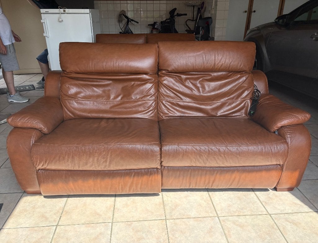 2 x 2zits lederen zetel elektrisch (prijs voor beide), Ophalen, 150 tot 200 cm, Tweepersoons, Leer