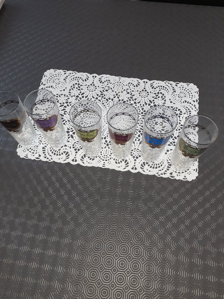 Verres à whisky colorés (6), Antiquités & Art, Enlèvement