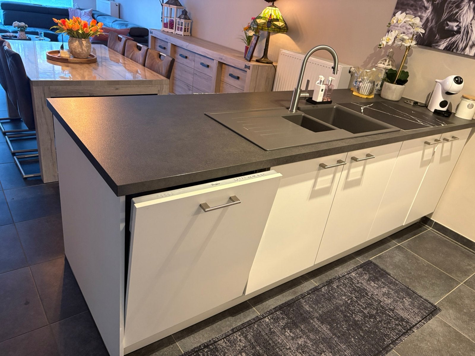 Keuken met eiland, Enlèvement, Utilisé, Blanc, Autres types