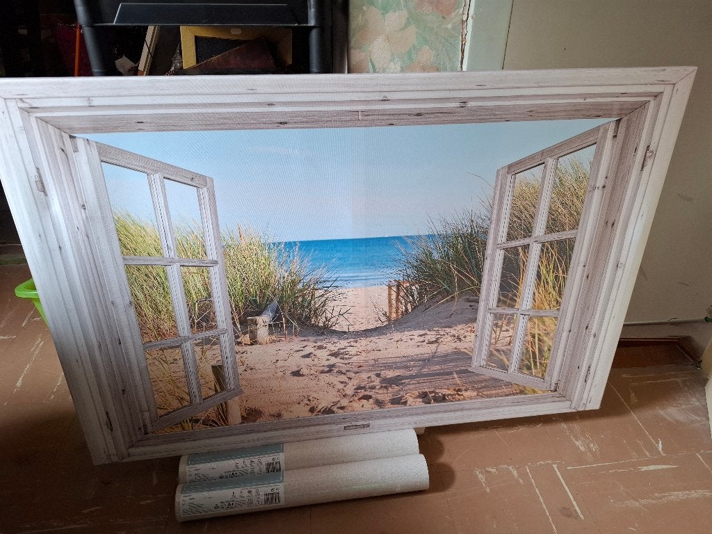 Canvas-Doorkijk, Strand, zee en duinen, Enlèvement, Paysage