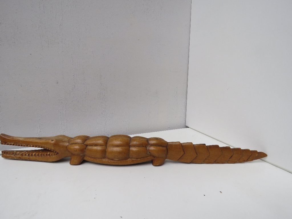 Houten beeld krokodil gesneden 44 cm, Ophalen of Verzenden