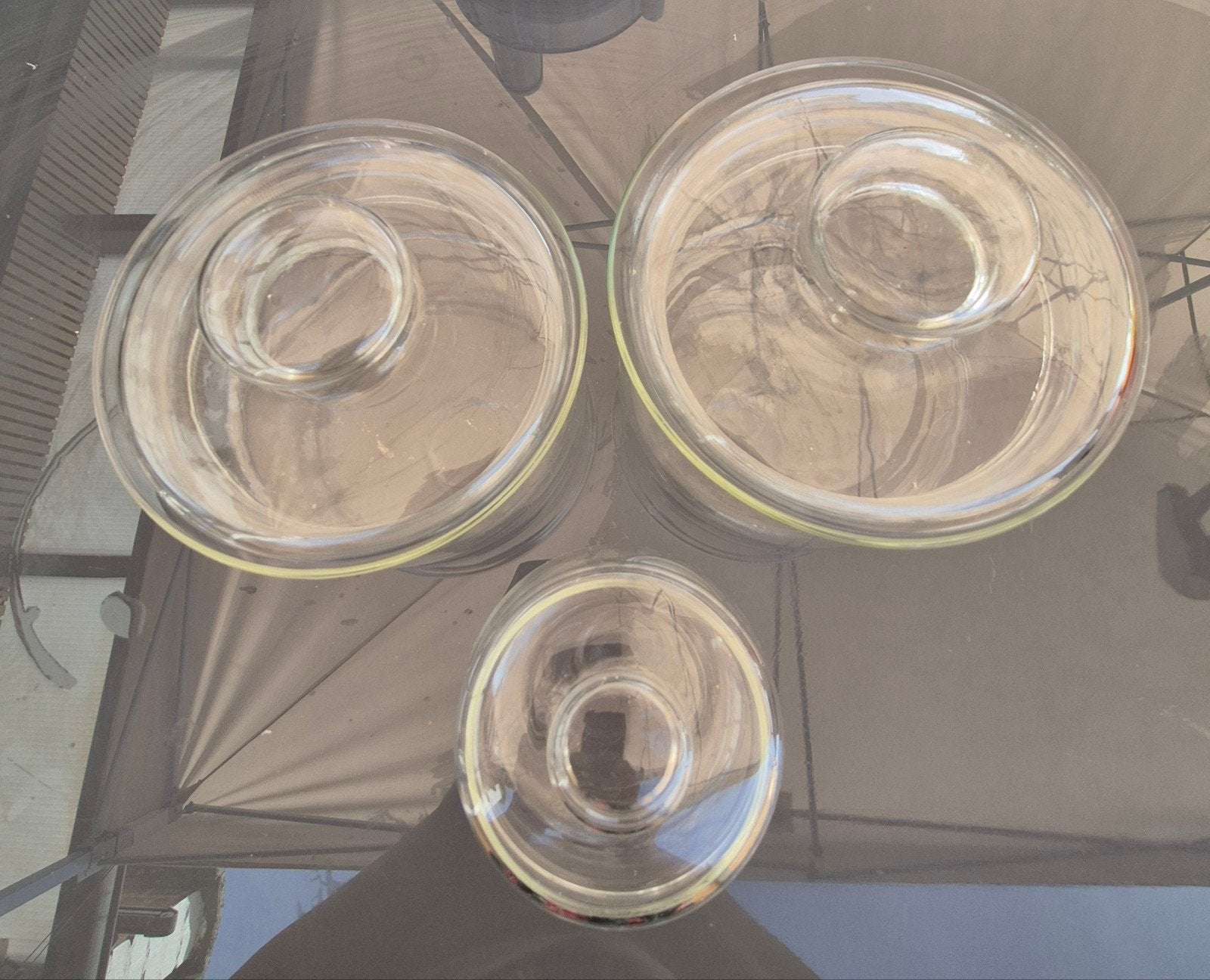 Lot de 3 bocaux de rangement en verre avec couvercles en ver, Enlèvement, Verre