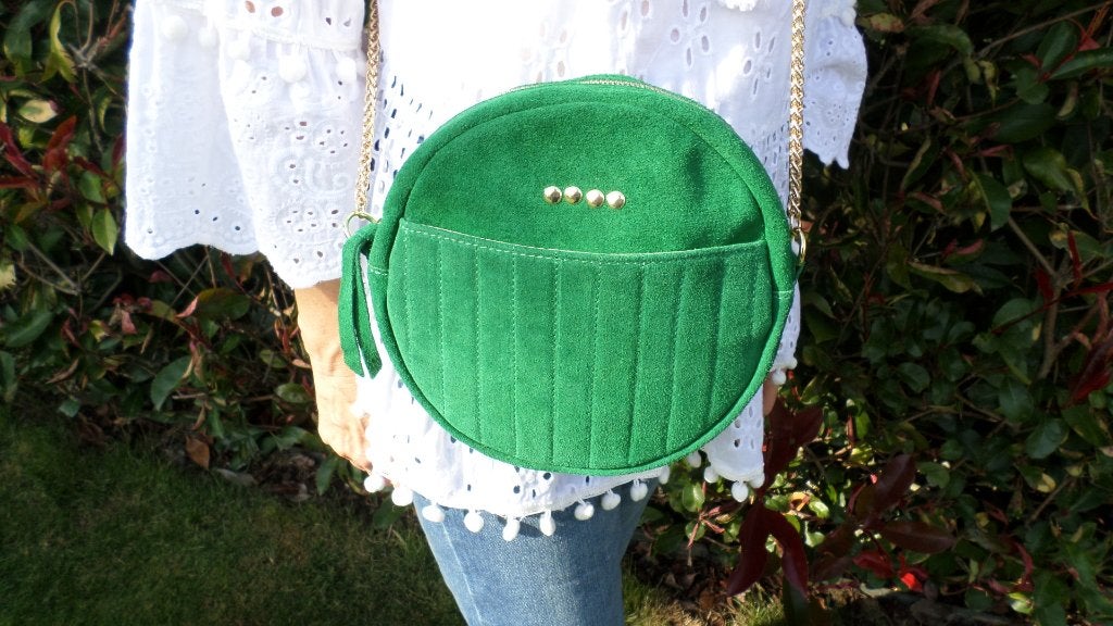 Sac en cuir suédé, Enlèvement ou Envoi, Comme neuf, Vert, Cuir