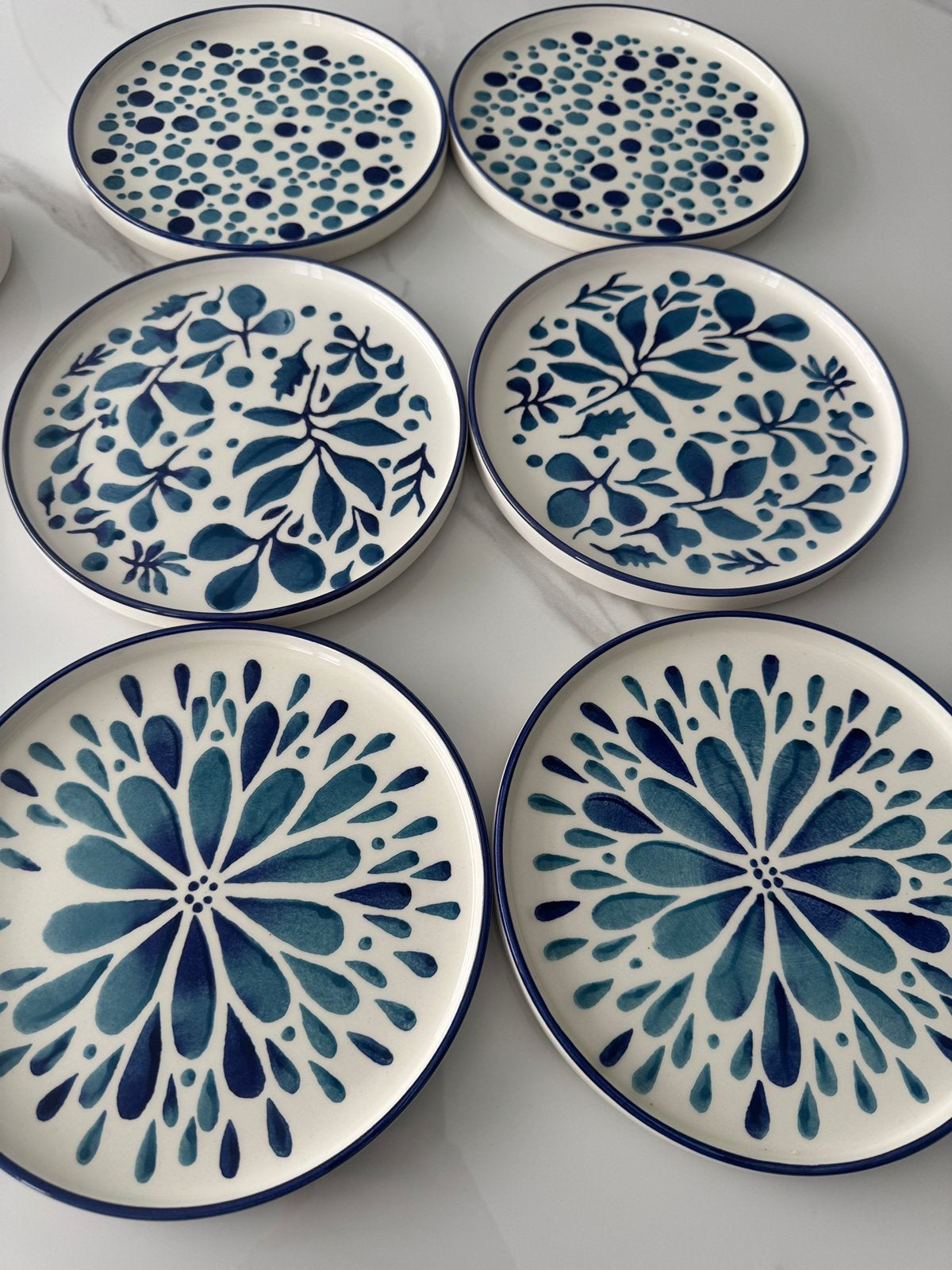 Keramische aperitiefset / tapas set wit & blauw, Maison & Meubles, Enlèvement, Comme neuf, Moderne