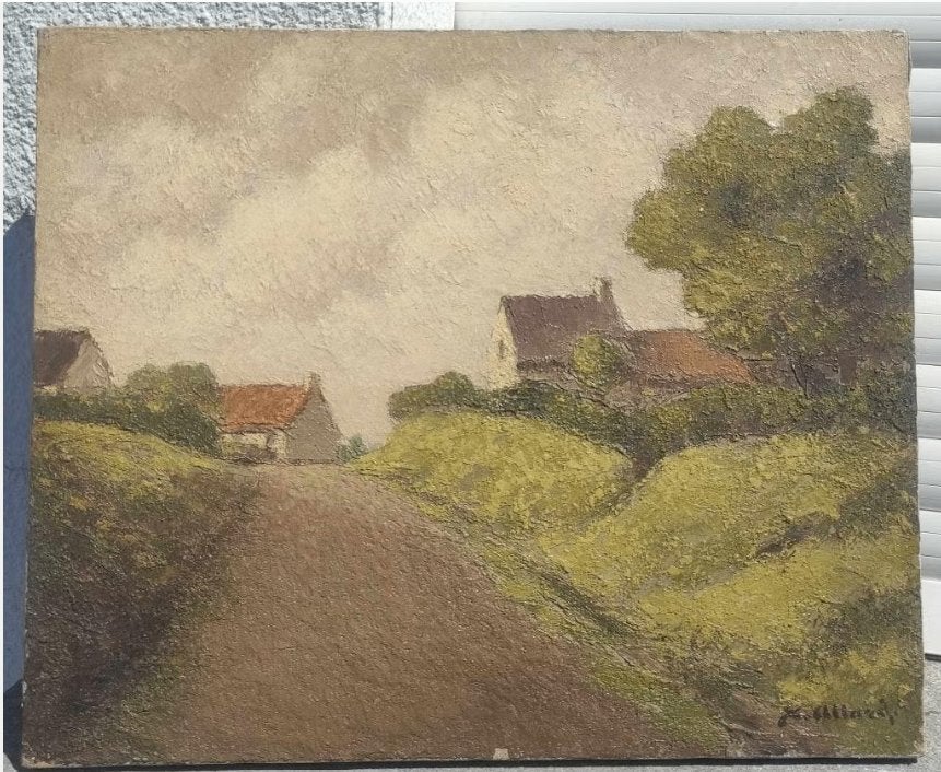 huile sur toile signe xavier allard, Enlèvement ou Envoi, Toile