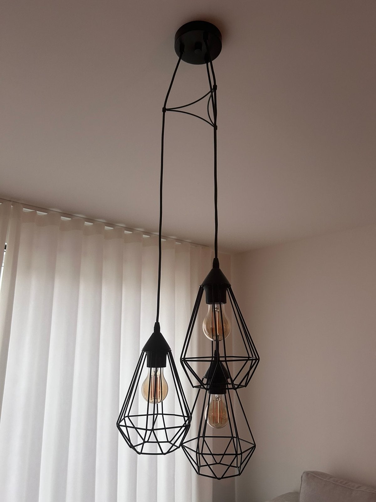 Set van 3 hanglampen, Huis en Inrichting, Lampen | Hanglampen, Ophalen, Overige fittingen, Zo goed als nieuw, Metaal