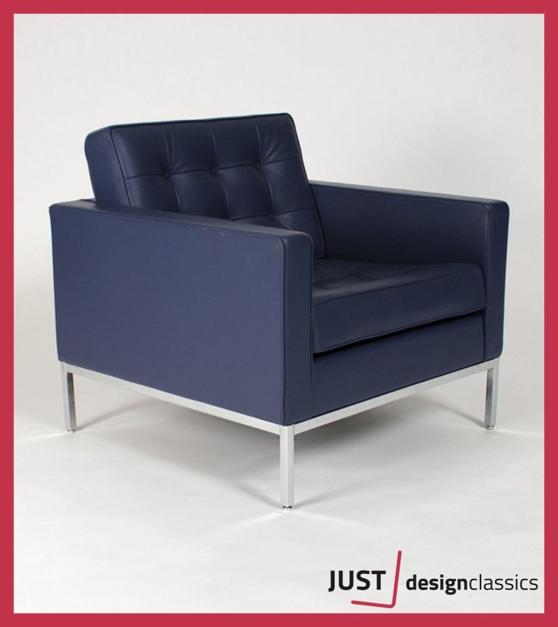 Florence Knoll Lounge Chair Leder (4 beschikbaar), Huis en Inrichting, Fauteuils, Ophalen, Zo goed als nieuw