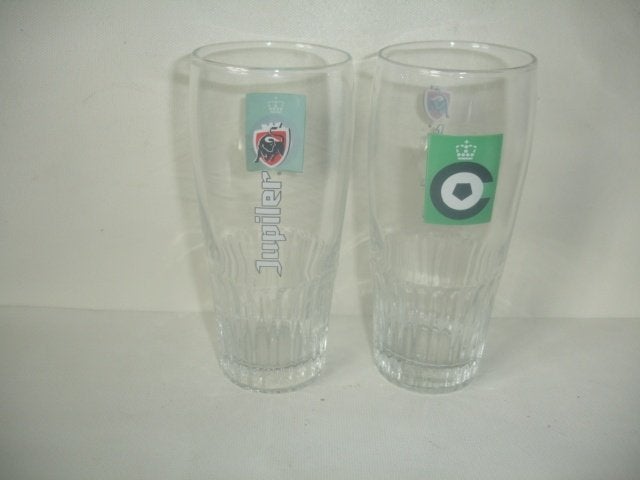 Bierglas Jupiler met embleem van Cercle Brugge, € 1,50, Verzamelen, Biermerken, Ophalen of Verzenden, Gebruikt, Glas of Glazen