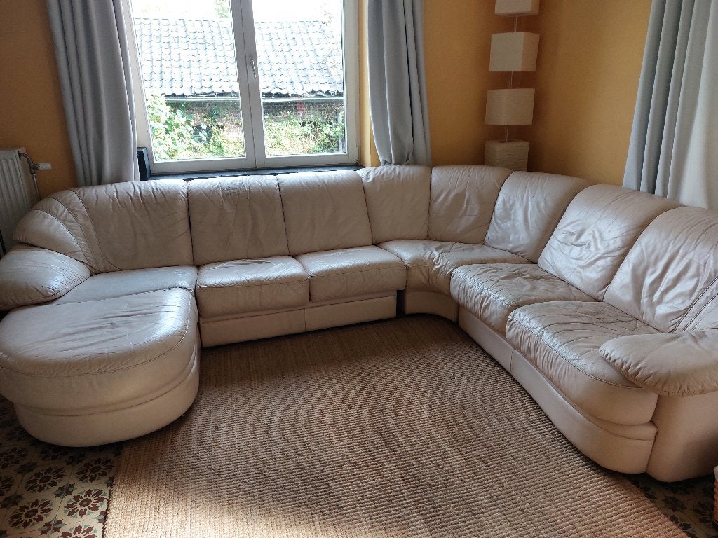 Grote en oude bank, Huis en Inrichting, Ophalen, Gebruikt, 100 tot 125 cm, Hoekbank