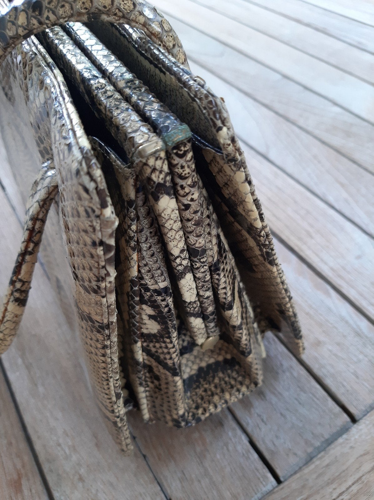 slangen lederen handtas vintage, Ophalen of Verzenden, Handtas