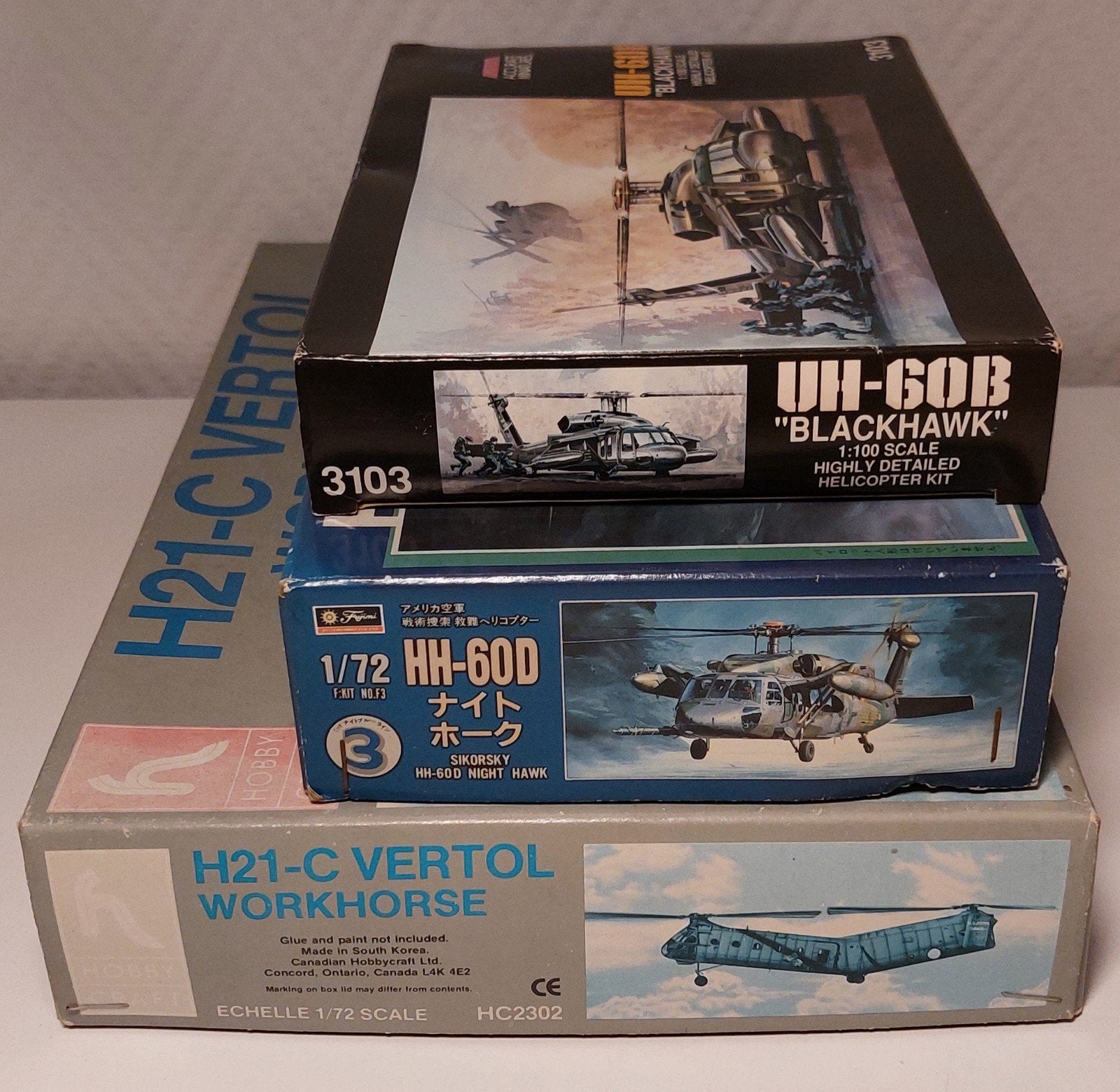 3 modelbouwdozen helicopters 💫, Hobby en Vrije tijd, Modelbouw | Vliegtuigen en Helikopters, Overige merken, 1:72 tot 1:144, Helikopter
