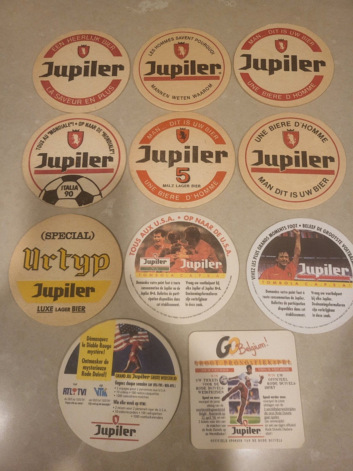 10 Jupiler viltjes jaren 90, Verzamelen, Ophalen of Verzenden, Viltje(s)