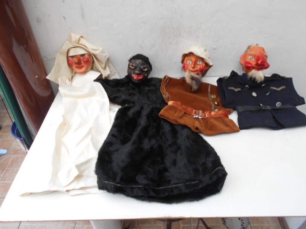 14 oude poppenkast poppen  1950, Antiek en Kunst, Ophalen of Verzenden